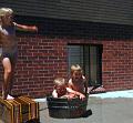 0100-washtub swimming, Marcia, Richard, Judy